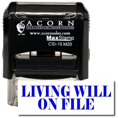 Self-Inking Living Will On File Stamp with Brown Ink