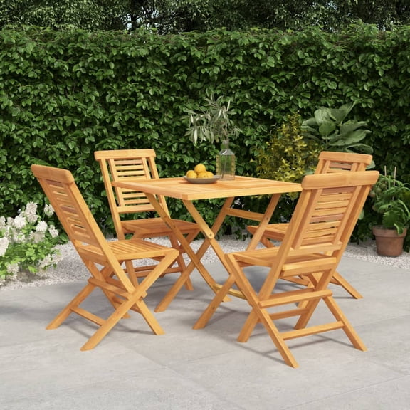 vidaXL Garden Dining Set Brown Solid Teak Wood Medium Foldable
