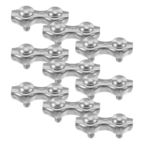 Tineasur Stainless Steel Wire Rope Clamp, Silver, Heavy Duty Double Head, for Wire Rope, 12Pcs