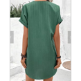 thumbnail image 4 of Camisa de Verano para Mujer, de Algodón y , con Cuello en V, Informal, de Corta, Holgada, Color Verde, Talla XL, 4 of 5