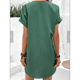 thumbnail image 4 of Camisa de Verano para Mujer, de Algodón y , con Cuello en V, Informal, de Corta, Holgada, Color Verde, Talla XL, 4 of 5