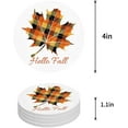 thumbnail image 1 of FMSHPON Hello Fall Orange Buffalo Plaid Maple Leaves Set of 6 Round Coaster for Drinks, Absorbent Ceramic Stone Coasters Cup Mat with Cork Base for Home Kitchen Room Coffee Table Bar Decor, 1 of 6