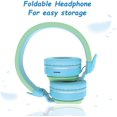 thumbnail image 3 of Riwbox BT05 Bluetooth Kids Headphones Wireless Foldable Headset Over Ear with Volume Limited and Mic/TF Card Compatible for iPad/iPhone/Tablet(Blue&Green), 3 of 7
