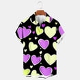 thumbnail image 2 of guisaled Men Valentine Shirt Short Sleeve Button Down heart Graphic Tee Shirts Fashion Casual Beach Vacation Hawaiian Shirt Valentine'S Day Gifts, 2 of 3