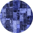 thumbnail image 1 of Ahgly Company Machine Washable Indoor Round Patchwork Blue Transitional Area Rugs, 4' Round, 1 of 4