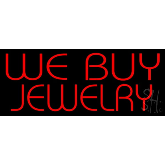 We Buy Jewelry LED Neon Sign 13 x 32 - inches, Black Square Cut Acrylic Backing, with Dimmer - Bright and Premium built indoor LED Neon Sign for Defence Force.