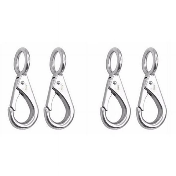 4Pcs Stainless Steel 316 Rigid Loaded Fixed Eye Spring Clip Snap Hook Carabiner Accessories for Boats
