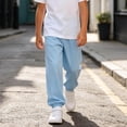 thumbnail image 3 of Lovzfmll Boy's Jogger Pants, Solid Color Elastic Waist Lounge Sweatpants, Casual Home Pants for Little Boys 11-12 Years, 3 of 10