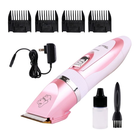 Professional Mute Set Electric  Pet Dog Cat Hair Trimmer Grooming  Clipper Shaver Razor Pet Groomig Kits set Cordless Rechargeable-Pink