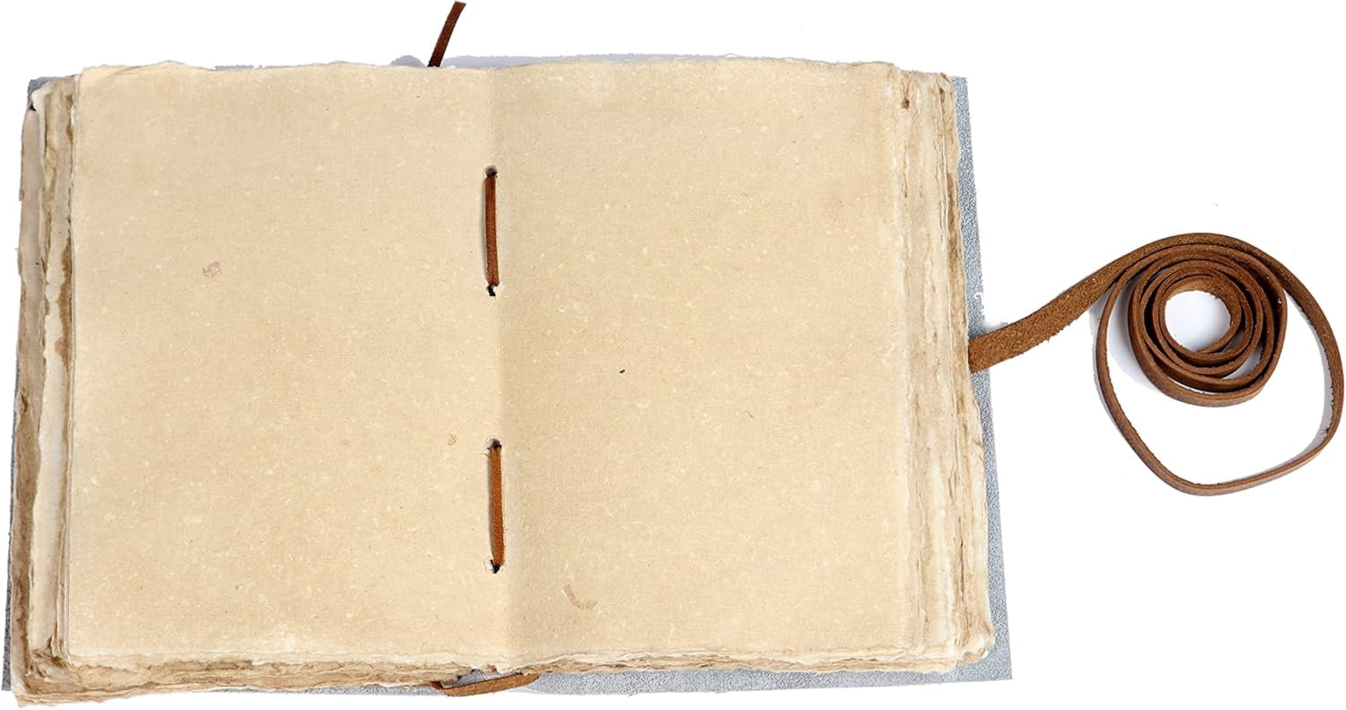 RusticVintage Leather Journal Travel Diary Handmade Vintage Bound Notebook For Men & Women Antique Finish Quality Unlined Brown Paper Perfect for Notes Art Sketchbook, 8X6 Inches White
