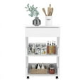 thumbnail image 4 of Atlin Designs Modern Wood Kitchen Island with 2 Open Shelves in White, 4 of 11