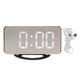 thumbnail image 1 of Reloj despertador Salida USB dual 3 niveles Brillo Detección de luz Tiempo Pantalla de temperatura Reloj despertador con espejo LED Carcasa negra con letras blancas, 1 of 5