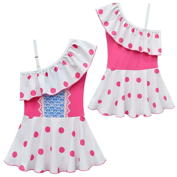 Girls Bo Peep One-Piece Swimsuit One Shoulder Bathing Suit Tankini Swimwear