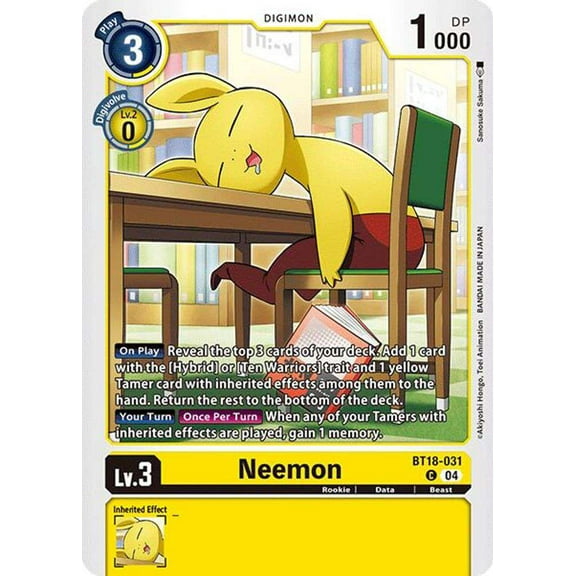 Digimon Release Special Booster 2.0 Common Neemon BT18-031