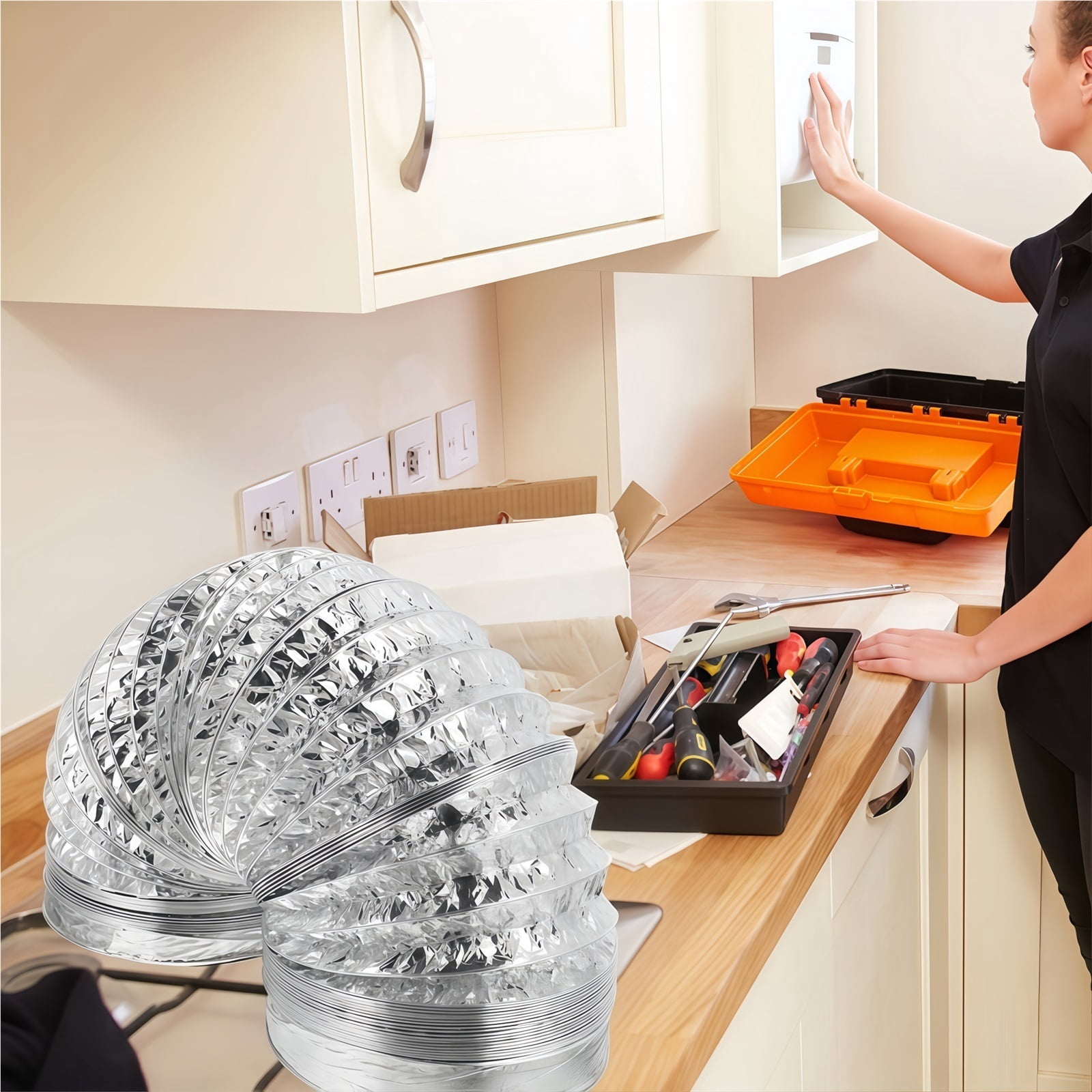 5 inch id 5 ft Flexible Aluminum Duct Hose for Dryer Range Hood Vent