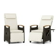 thumbnail image 2 of Costway 2 PCS Patio Wicker Recliner Chair with Adjustable Backrest Footrest Flip Side Table White, 2 of 9