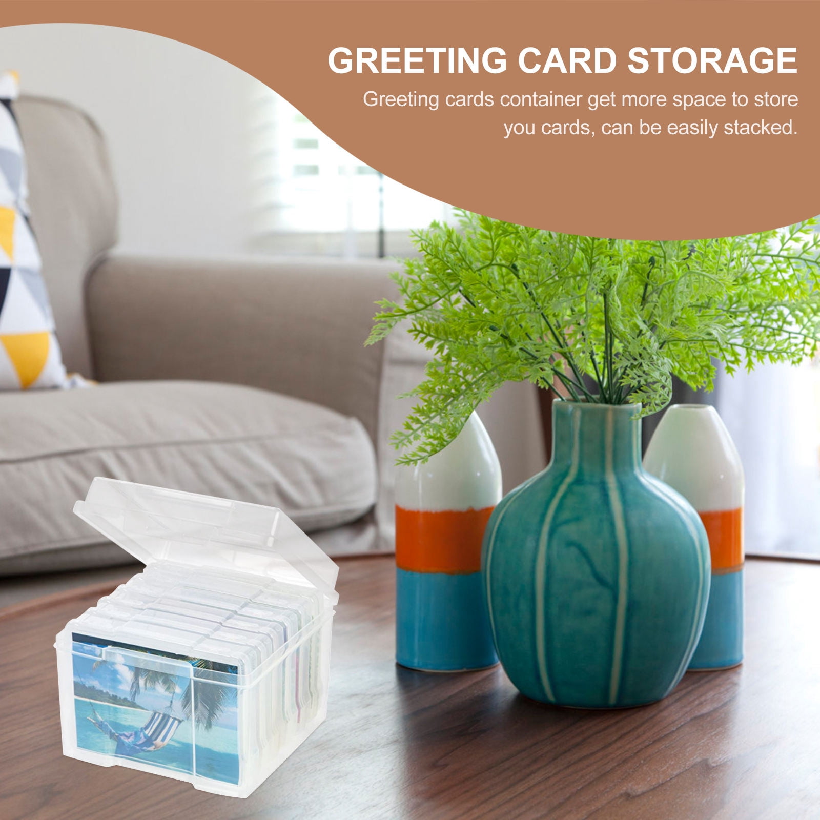 FRCOLOR 1 Set Greeting Cards Storage with 6 Adjustable Dividers Photos Craft Organizer Set