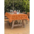 thumbnail image 3 of Outdoor Table Cloth with Umbrella Hole and Zipper, Orange Morocco Waterproof Rectangle Tablecloth 60"x102", Geometric Leaf Diamond Lattice Abstract Washable Table Cover for Outside Party Patio Picnic, 3 of 8