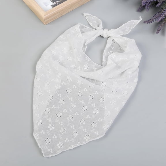White Lace Hair Bandana for Women Tie Back Head Scarf Boho Headband Kerchief Adjustable