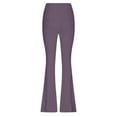 thumbnail image 5 of SELONE Plus Size Yoga Pants for Women Bootcut Tall Mid Waist Gym Leggings Full Length Summer Pants Curvy Casual Long Flare Vacation Pants Pull on Solid Lightweight Purple L Breathable Beach Pants, 5 of 6