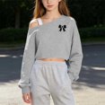 thumbnail image 2 of Edvintorg Sweatshirts for Teen Girls One Shoulder Cropped Sweatshirt Solid Color Long Sleeve Casual Pullover Top Lightweight Little Girls Clothes Size 5-15, 2 of 7