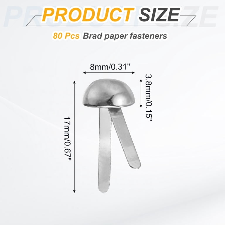 Lot De 100 Attaches Métalliques Pour Papier (brads) - 8x17 Mm - Argenté - Pour Scrapbooking Et Artisanat