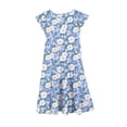 thumbnail image 4 of Gelikeya Dresses for Girls 10-12 Spring Summer Cute Crewneck Floral Dress Tween Beach Boho Graphic Short Sleeve Dress Kids X18 Sky Blue, 10-11 Years, 4 of 5