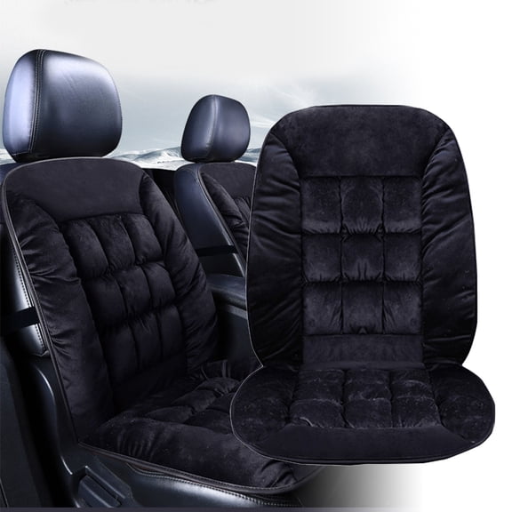Tineasur auto seat cushions Seat Cushion Short Plush Black 1Set with Good Resilience for Winter Driving 43.3*19.7*3.1in