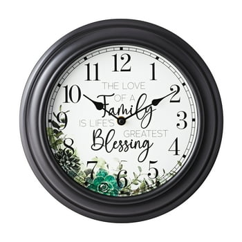 Mainstays 12" Family Inspritional Wall Clock "The Love of a Family is Life's Greatest Blessing", Black