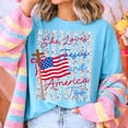 thumbnail image 4 of Floral Stripes She Loves Jesus And America Too Tshirt America Needs Jesus Faith Fourth of July Shirt, 4 of 6