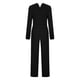 thumbnail image 5 of Puntoco Mono Plisado Con Cuello En V Y Manga Larga De Color Sólido A La Moda Para Mujer Negro L, 5 of 6