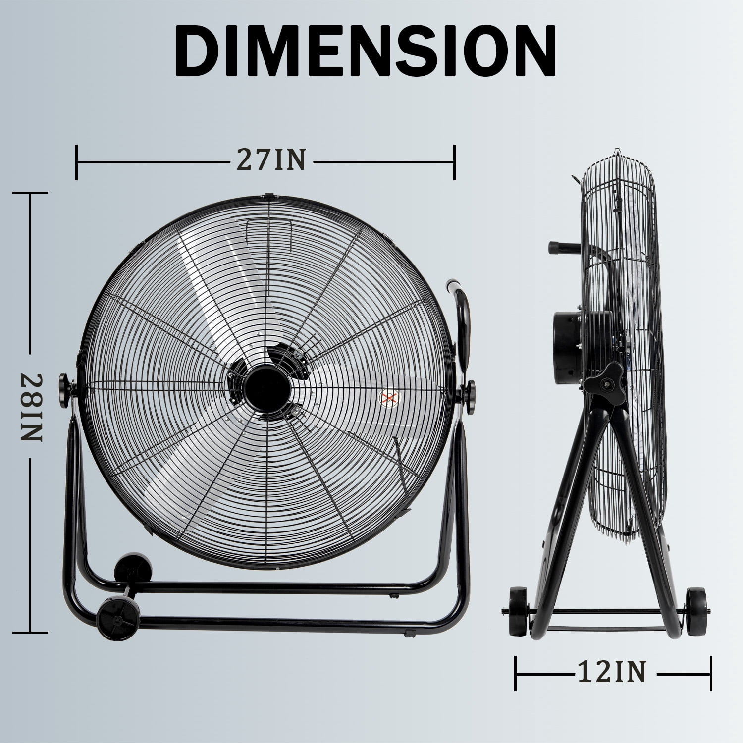 24"Industrial Fan High Velocity,Portable 24"Industrial Fan High Velocity,Portable Floor Fan with 3-Speed up to 8000CFM, Floor Fan Equipped Handle & Wheels, Ideal for Home, Garage, Indoor/Outdoor Use