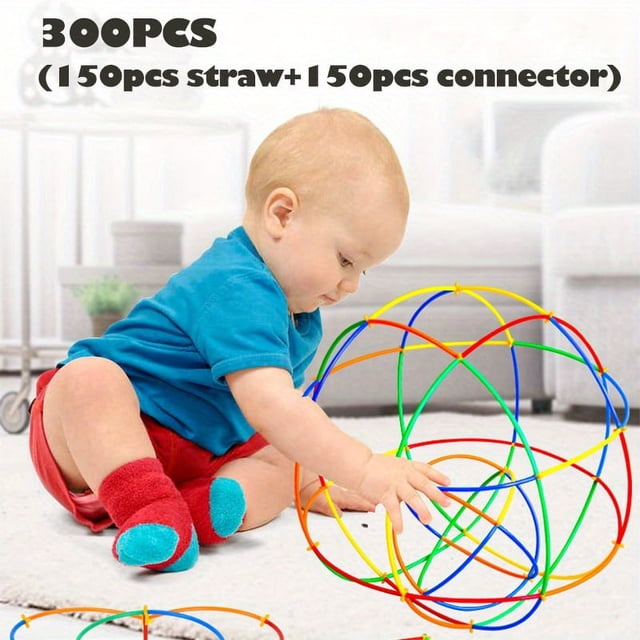 Jouets Constructeur de Paille Jouets de Construction STEM Jouets en Plastique Emboîtables Jouets d'Ingénierie Blocs Tube Mince Jouet Éducatif Kit pour Enfants Jouet Intérieur&Extérieur Cadeau DIY pour Garçons et Filles