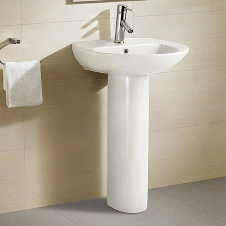 Swiss Madison 21 Pedestal Bathroom Sink With Overflow