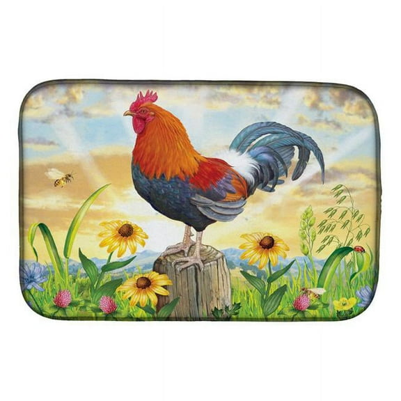 14 x 21 in. Rooster At Dawn Dish Drying Mat