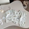 thumbnail image 2 of NOLDARES Toddler Baby Boy Fall Winter Clothes Funny Letter Print Long Sleeve Sweatshirt Pullover Tops + Pants Outfit Set Size:4-5 Y,Light Blue, 2 of 5