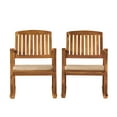 thumbnail image 2 of Dewitt Outdoor Acacia Rocking Chair with Cushion, Set of 2, Teak Finish, Beige, 2 of 11