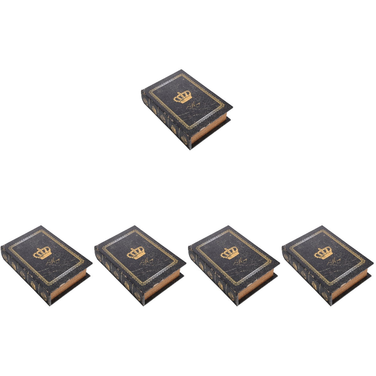 5 PCS Fake Book Decor Shaped Storage Organizer Stacks Pretty Boxes with Lid Vintage
