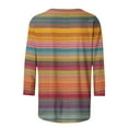 thumbnail image 4 of Ohufall Womens 3/4 Sleeve Shirts Plus Size Fashion Casual Stripe Printed Crew Neck Tops Summer Loose Comfortable Blouses for Women, 4 of 4