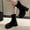Black, variant on Lilgiuy Winter Boots for Women Comfortable Plus-size Solid Color Boots with Thick Heels and Thick Soles Warm Ankle Boots Outdoor Shoes Black