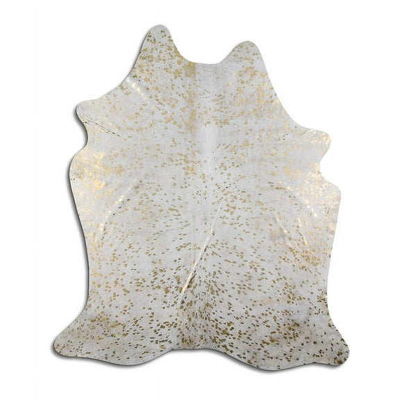 Ethereal cowhide rugs for sale GOLD METALLIC ON WHITE rug