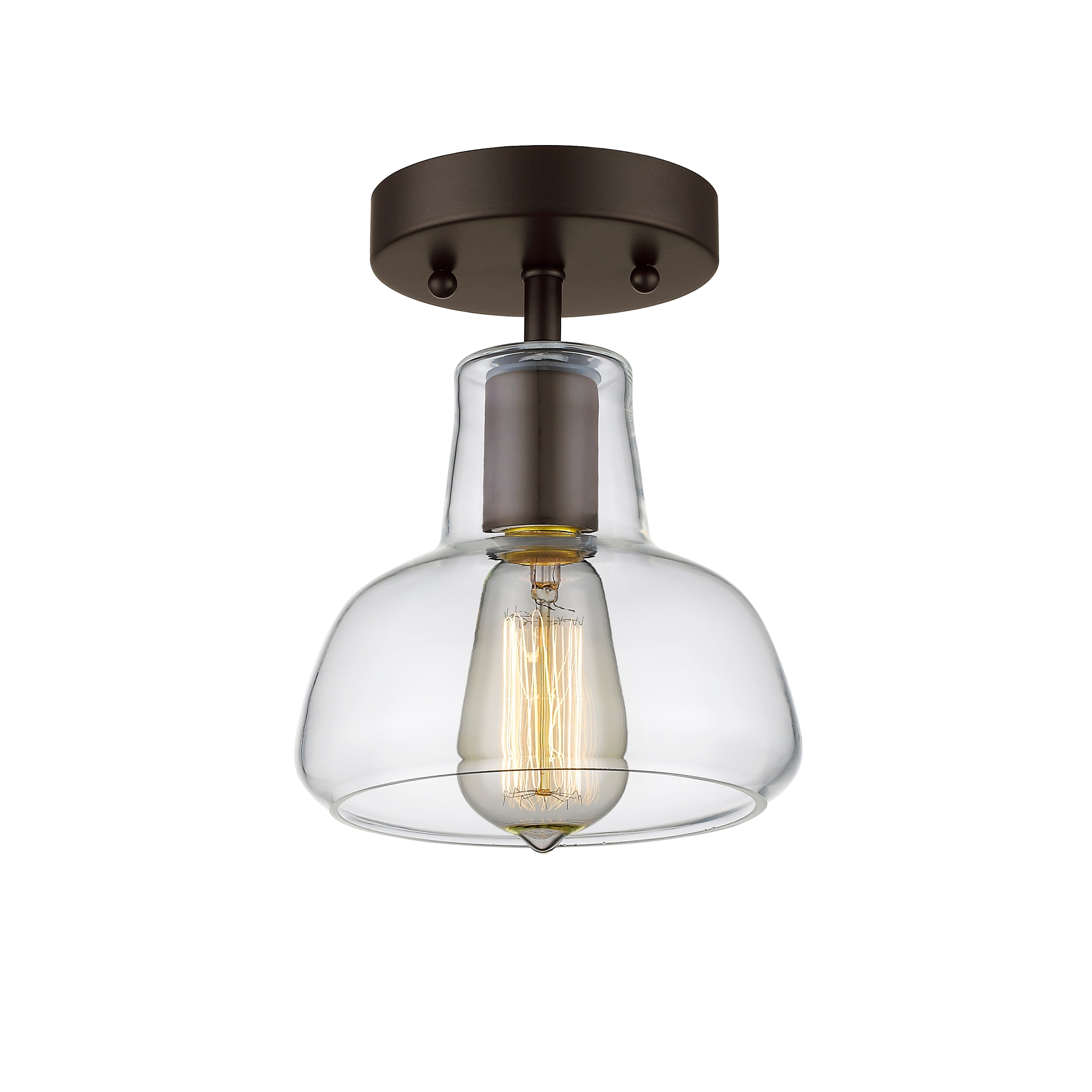 RADIANCE Goods Industrial-Style 1 Light Rubbed Bronze Semi-Flush Ceiling Fixture 7' Shade