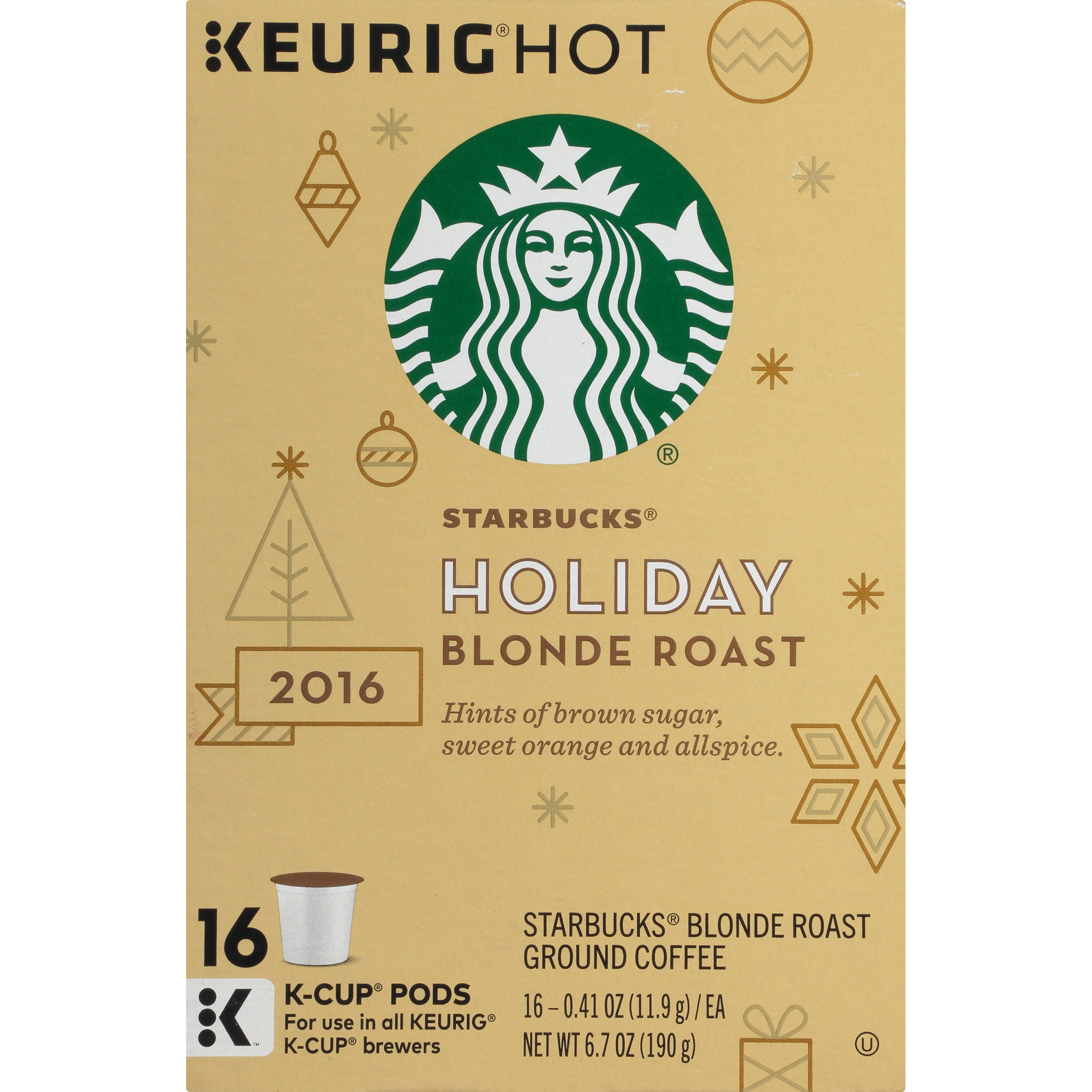 Starbucks® Holiday Blonde Roast KCUP® Pods 16.41 oz. Cups