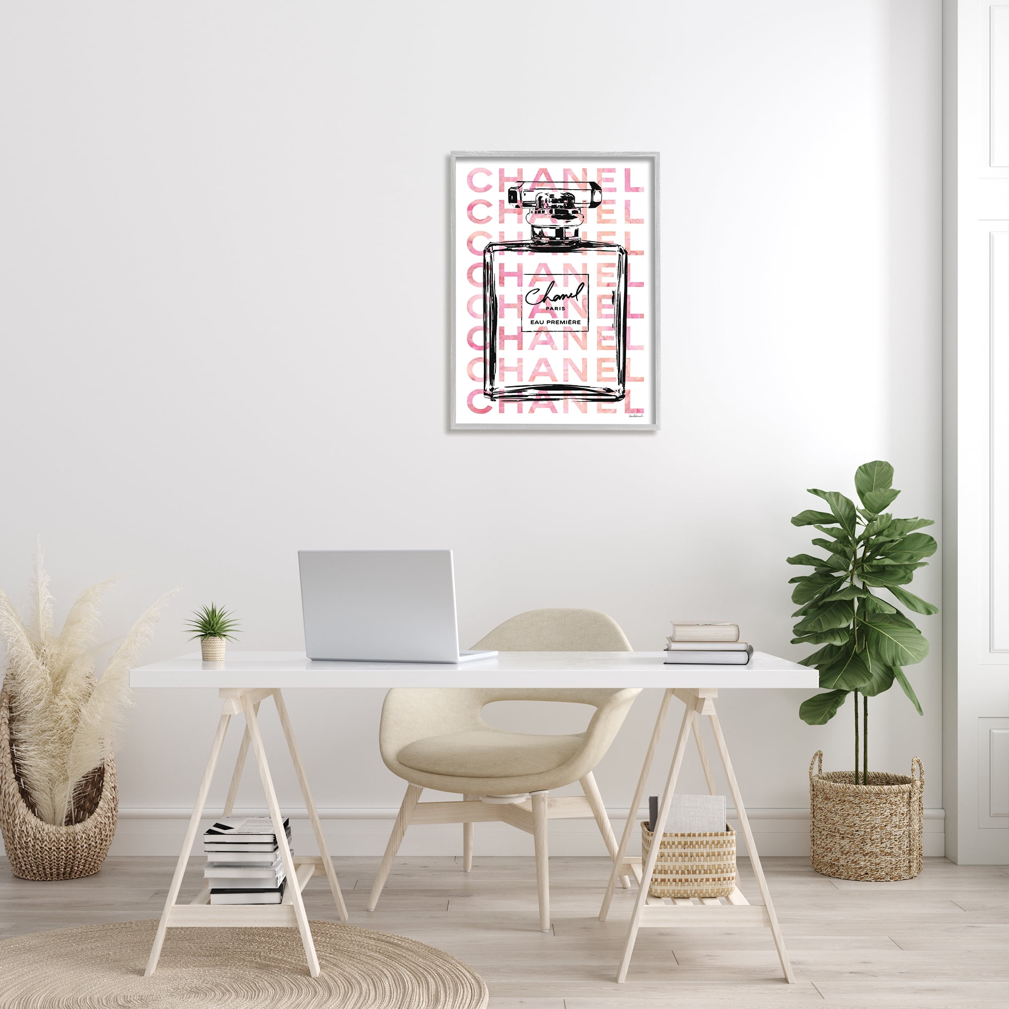 Stupell Industries Glam Perfume Bottle With Words Pink Black, 24 x 30,Design by Amanda Greenwood