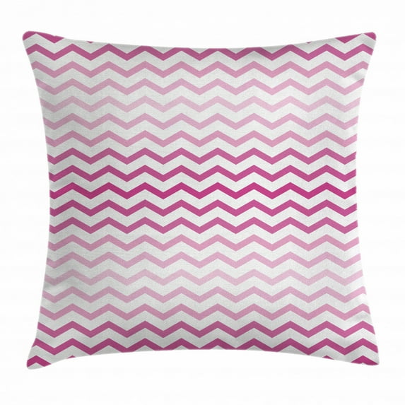 Light Pink Throw Pillow Cushion Cover, Chevron Zigzag Pattern with Twisted Parallel Lines in Vibrant Tones Graphic, Decorative Square Accent Pillow Case, 20 X 20 Inches, Magenta White, by Ambesonne
