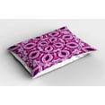 thumbnail image 2 of Ambesonne Floral Pillow Sham 2 Pack, Lace Trippy Flowers Leaf, 36"x20", Magenta Pink Plum, 2 of 3