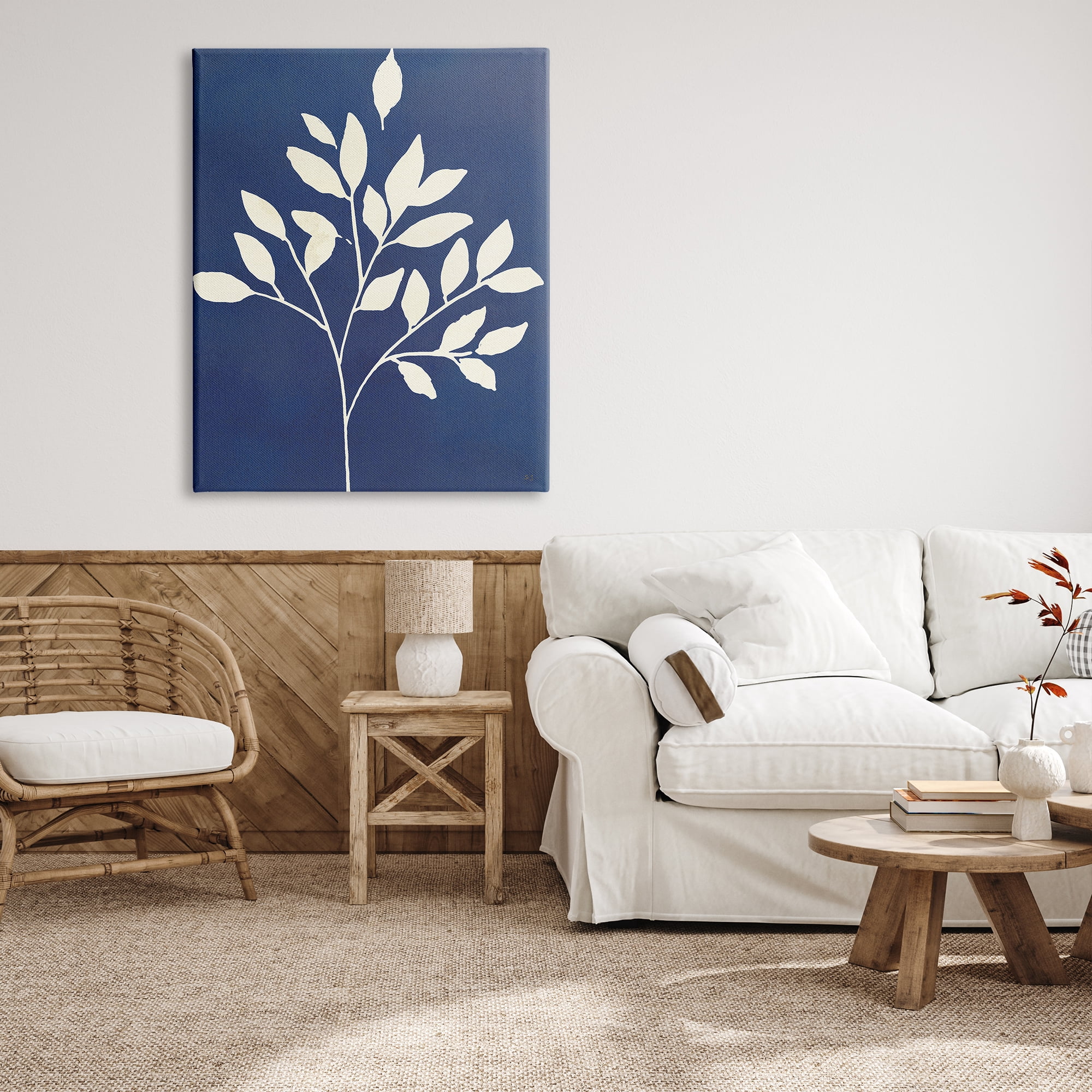 Stupell Industries Modern Leaf Sprig Botanical Abstract Stencil Shape Graphic Art Gallery Wrapped Canvas Print Wall Art, Design by Susan Jill