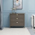 thumbnail image 2 of 3-Drawer Cabinet,Modern Chest of Drawers,Mid-Century Storage Cabinet,Solid Wood Dresser with Large Storage Space,Suitable for Bedroom,Living Room,Study Room,31.54"LX15"WX30.75"H,Grey, 2 of 7