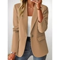 thumbnail image 4 of Women'S Fall Casual Blazer - Fully Lined Lightweights Button Lapel Collar Slim Fashion with Pocket Khaki S, 4 of 10
