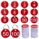 thumbnail image 1 of Etiquetas de clave numeradas Uxcell, 1-100, etiqueta de identificación de plástico con anillo de metal, etiquetas numeradas para llavero de dormitorio, caja, armarios (Rojo y Blanco), 1 of 7